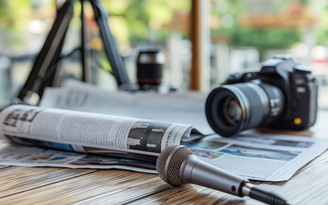 Presse, kamera og mikrofon